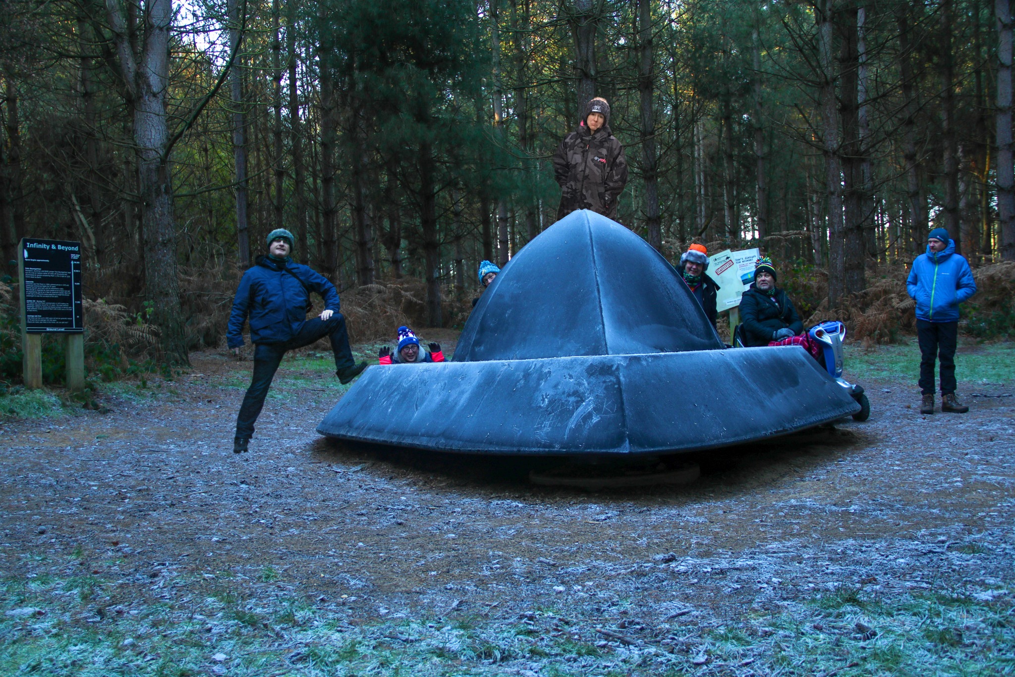 The UFO sculpture on the Rendlesham Forest UFO trail